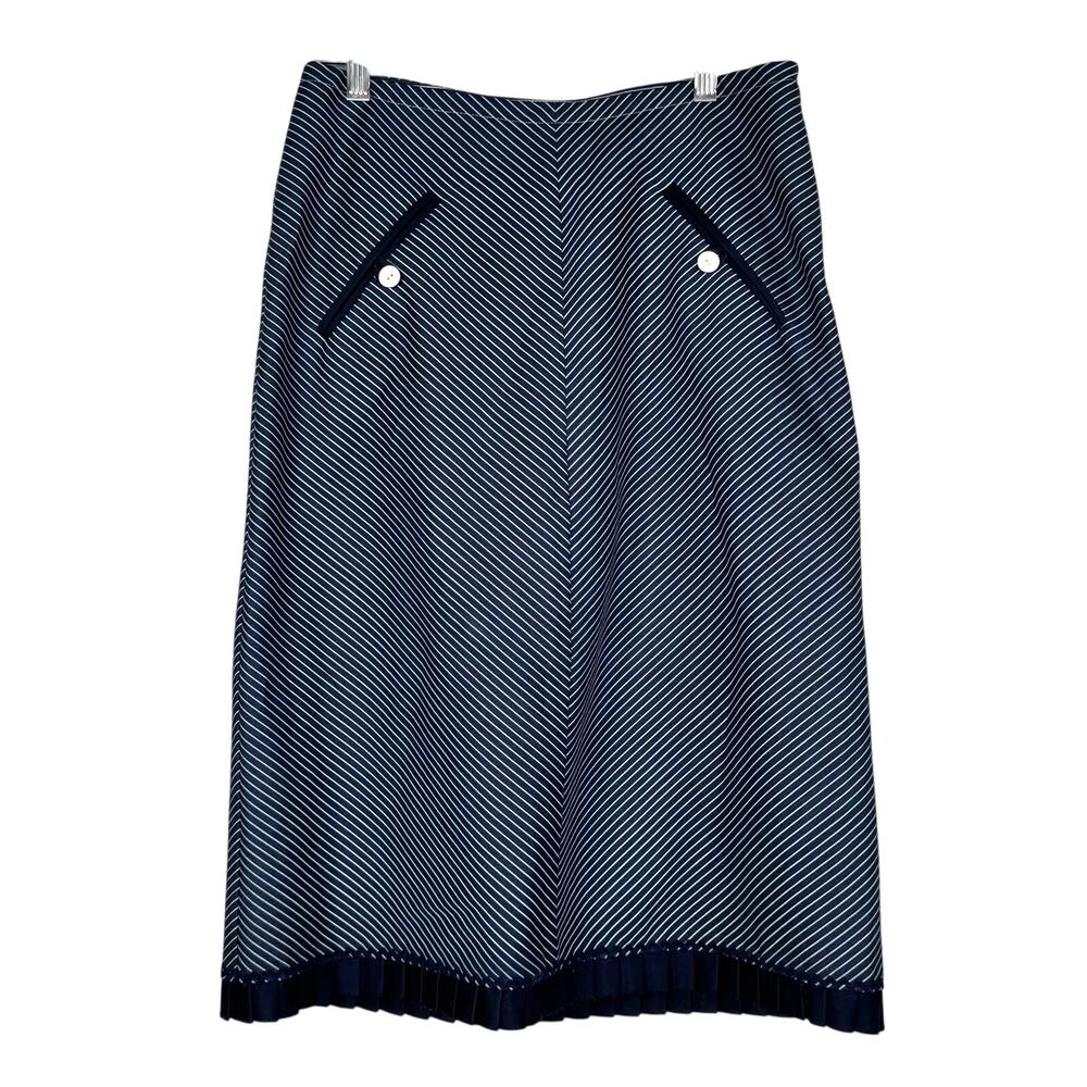 Farelle Blue Striped Pencil Skirt 4 Pockets Preppy